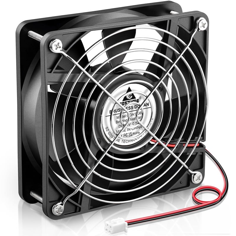 GDSTIME 12V 1238 Cooling Fan, 120mm x 38mm 3000RPM Dual Ball Bearings DC Brushless Fan - Image 1